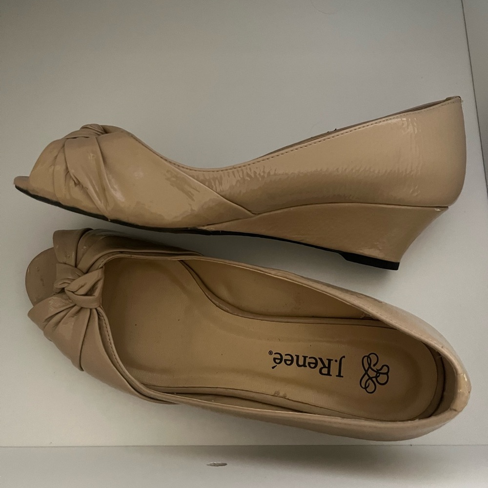 Beige Wedge Open Toed Heel